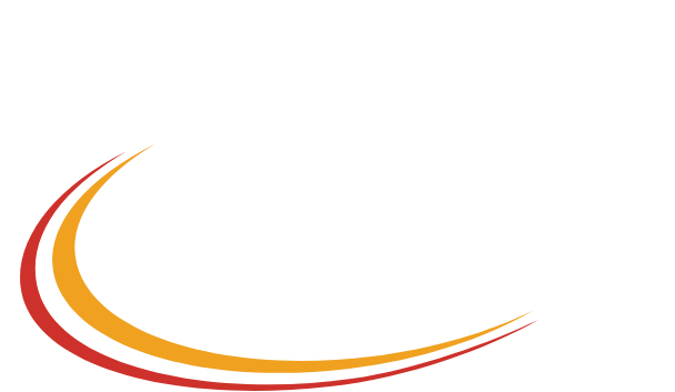 Logo for the Town of Ajax featuring the slogan "By the Lake" and two curved lines in red and orange.