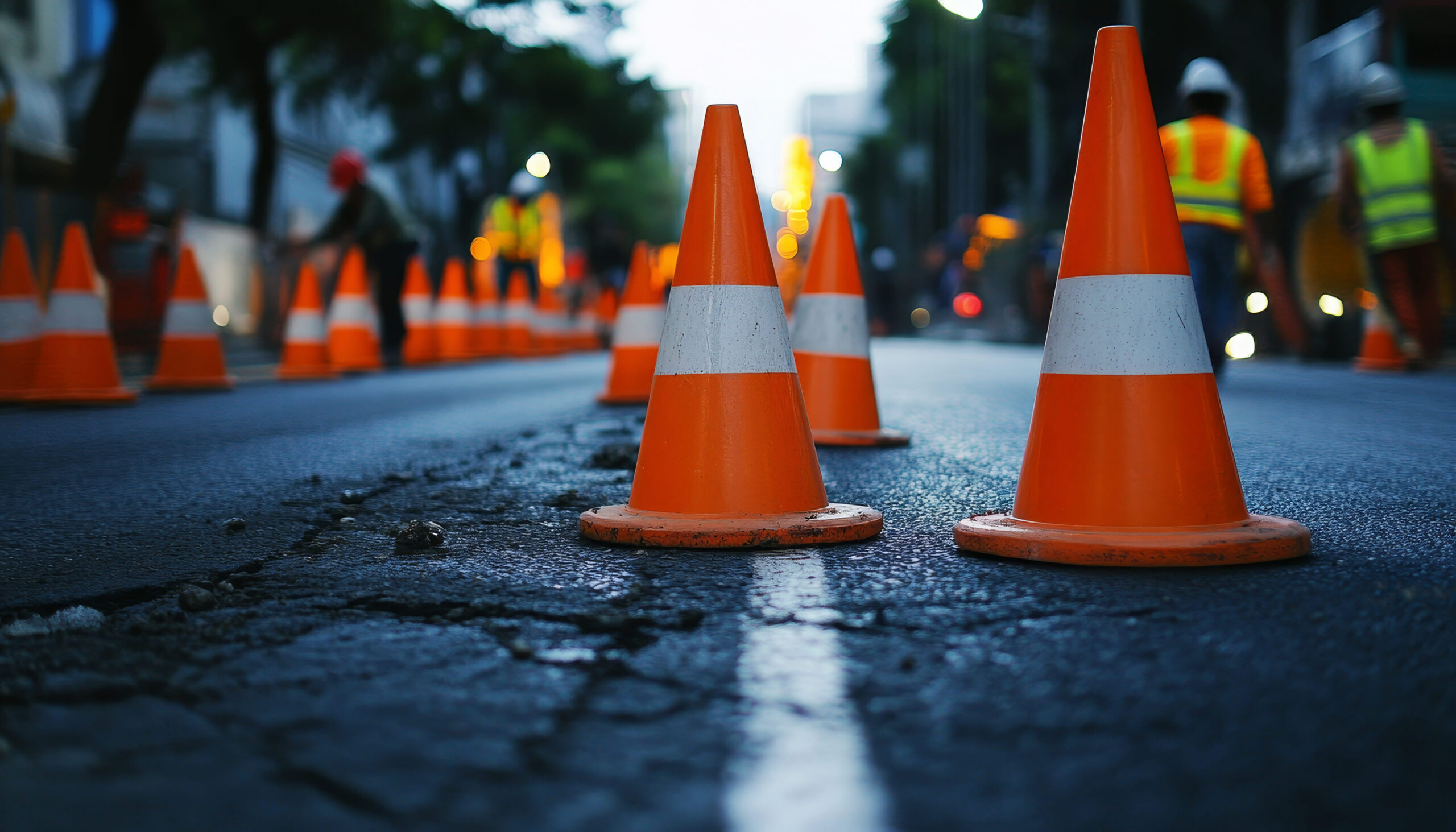 pylons on the road
