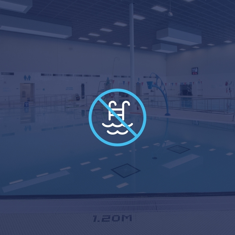 An image of the pool at Audley Recreation Centre with a pool closure symbol overlayed.
