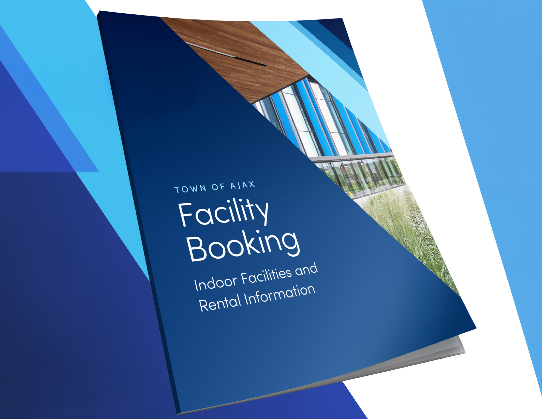 An illustration of the Town of Ajax's Facility Booking Indoor Facilities and Rental Information booklet.