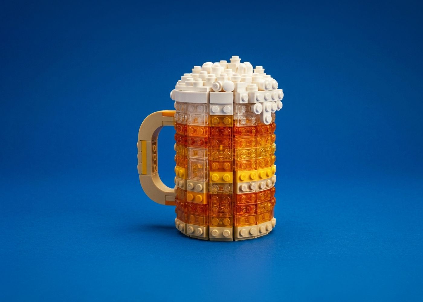 A beer mug made out of Lego