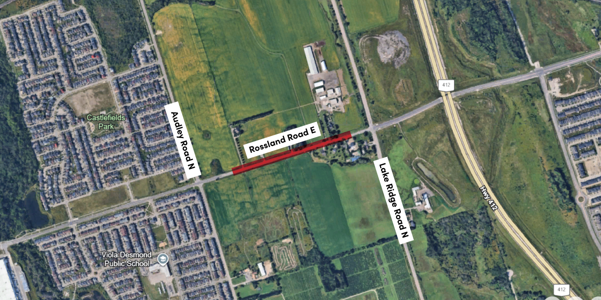 rossland road subject lands map